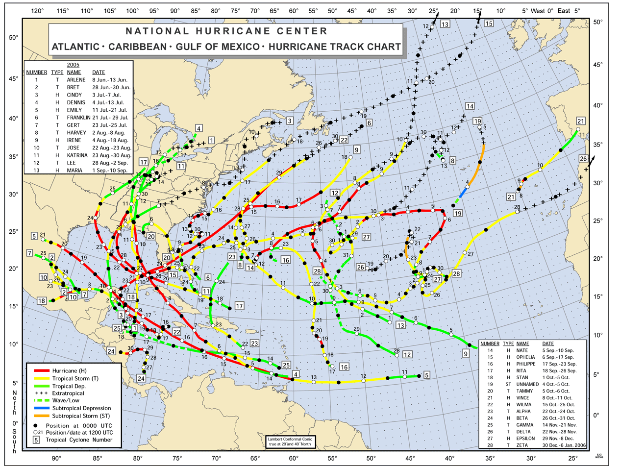Gulf Coast Hurricane Tracking Chart